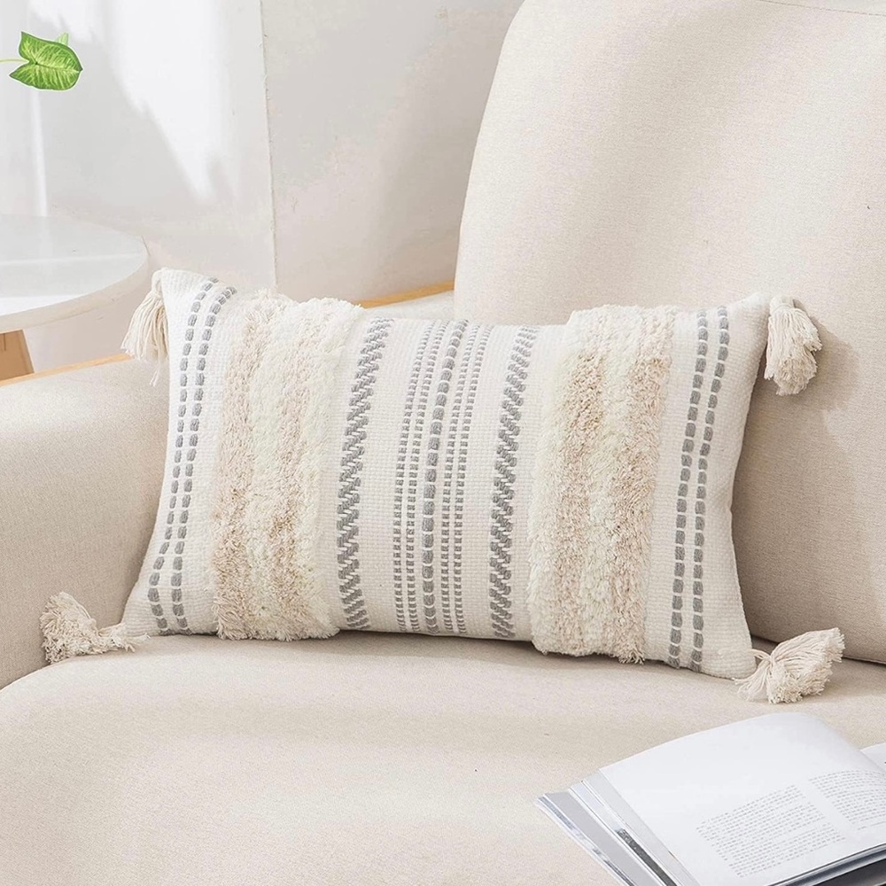 Decor Uhome Boho Lumbar Pillow Cover w/Miulee Pillow Insert 12x20 inch